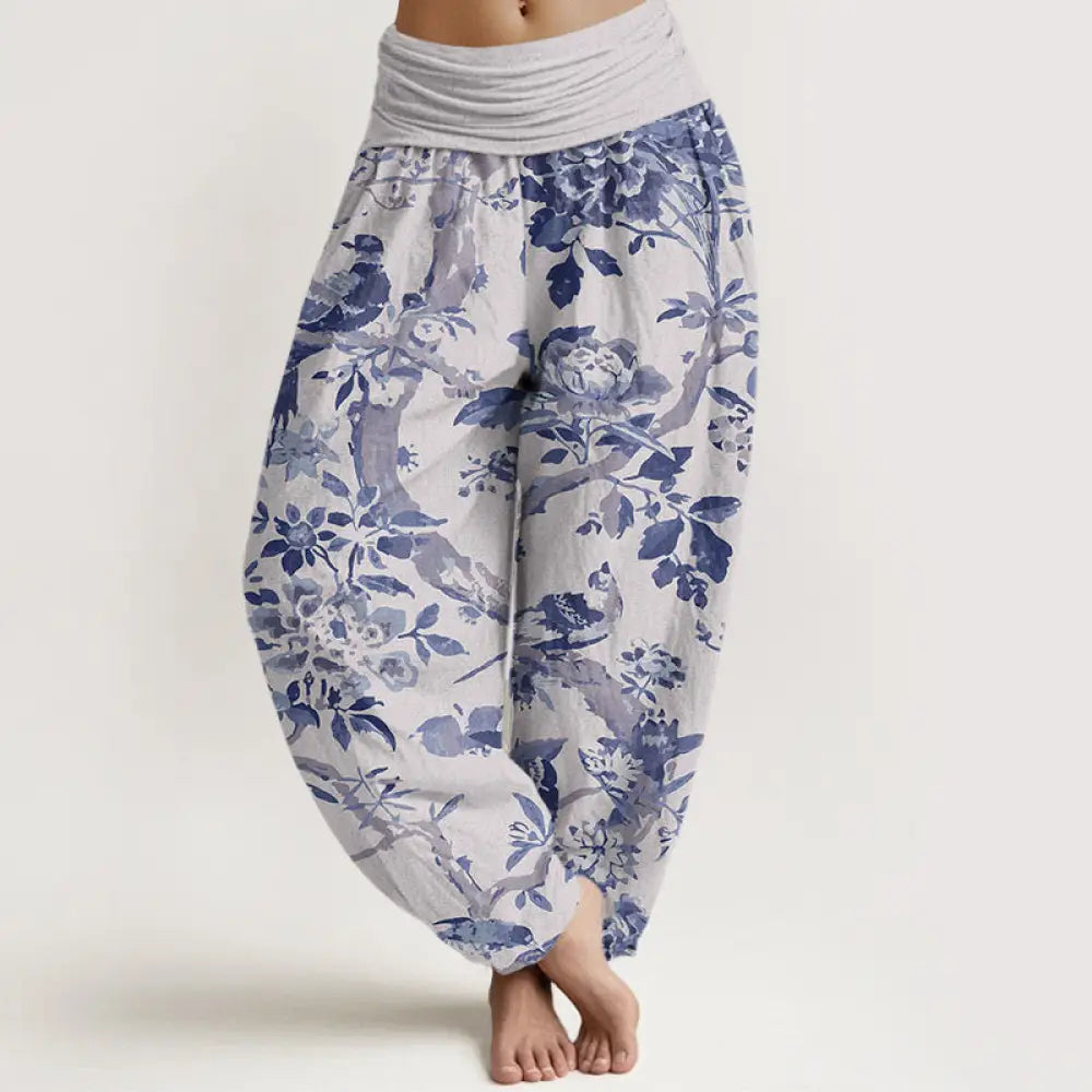 Buddha Stones Cotton Birds Branches Flowers Pattern Women&