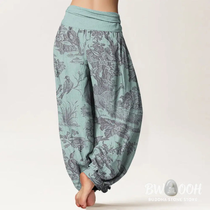 Buddha Stones Cotton Birds Trees Branches Pattern Women&
