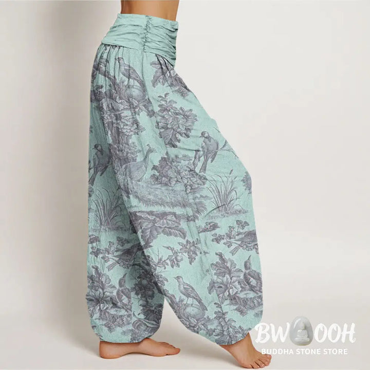 Buddha Stones Cotton Birds Trees Branches Pattern Women&