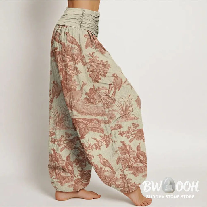 Buddha Stones Cotton Birds Trees Branches Pattern Women&