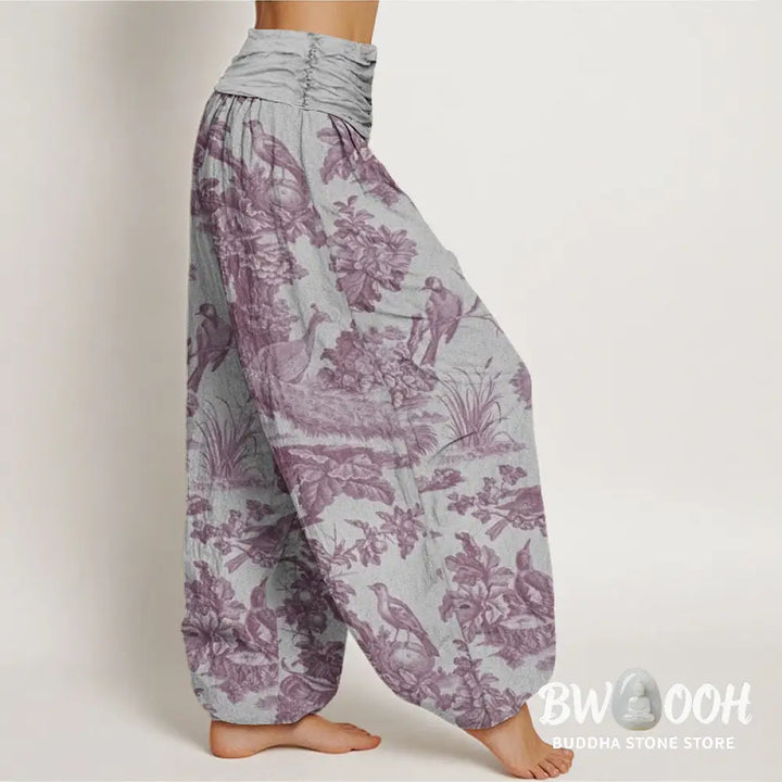 Buddha Stones Cotton Birds Trees Branches Pattern Women&