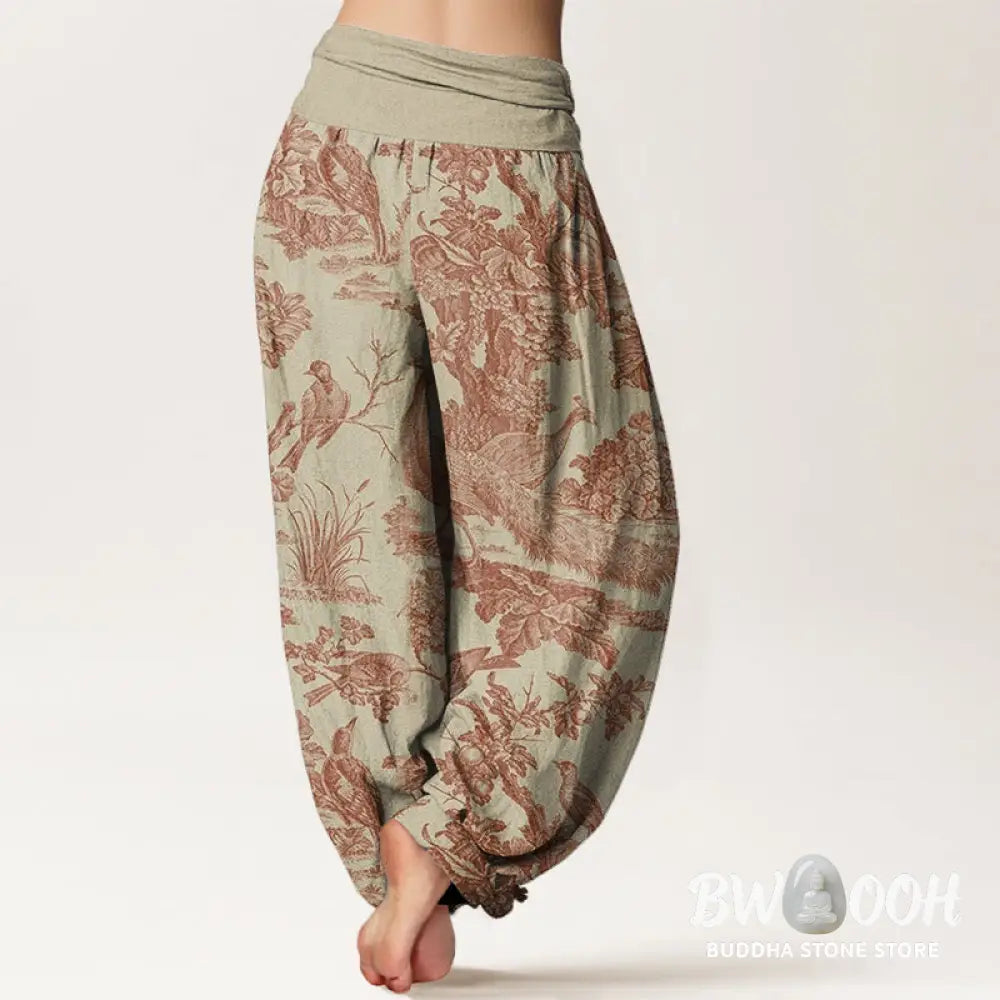 Buddha Stones Cotton Birds Trees Branches Pattern Women&