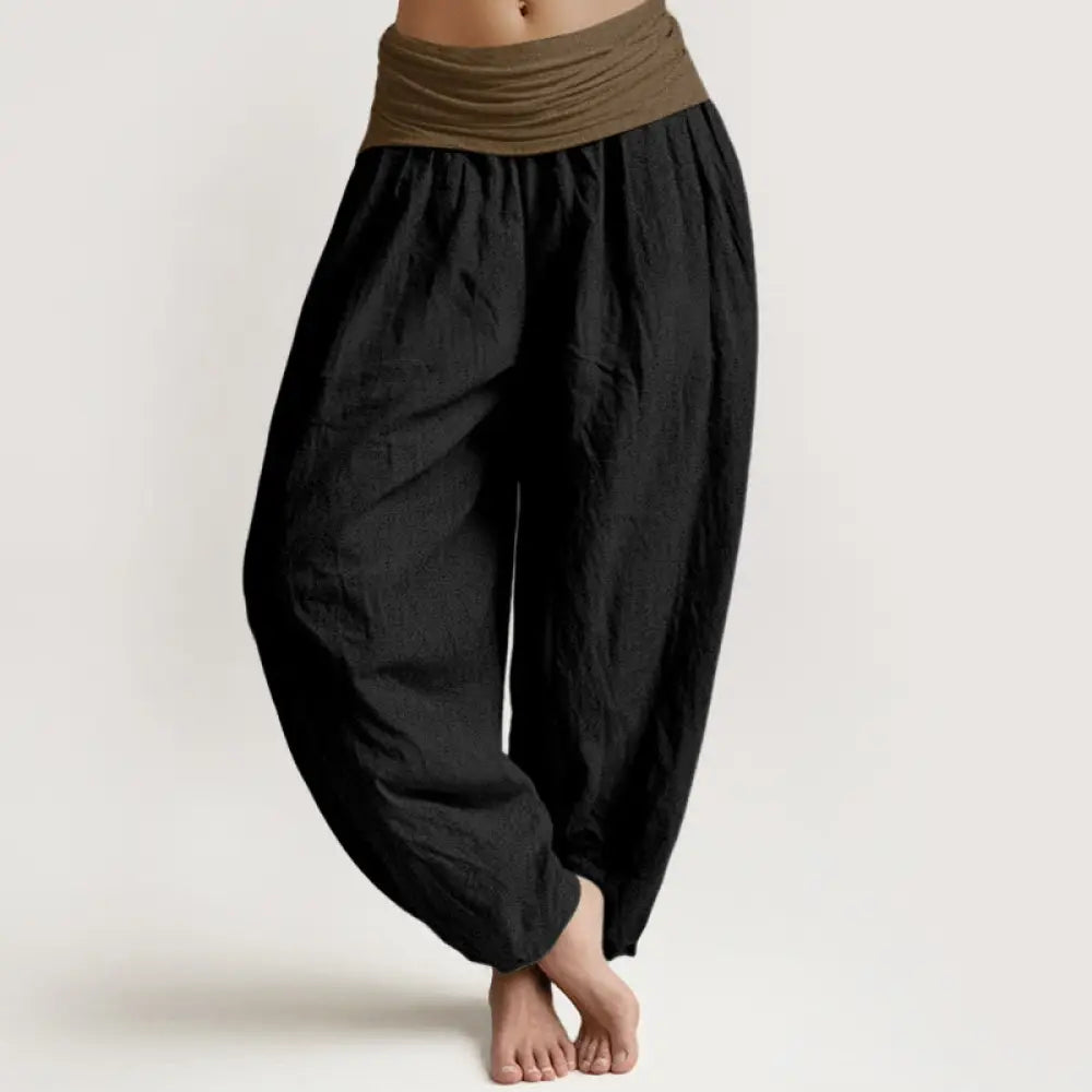 BWOOOH printed harem pants - Cotton Black Green Tan Solid Color Women