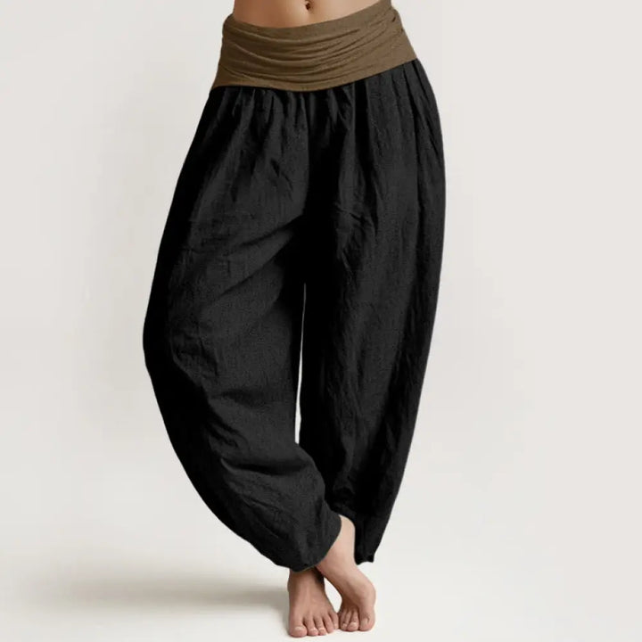 BWOOOH printed harem pants - Cotton Black Green Tan Solid Color Women