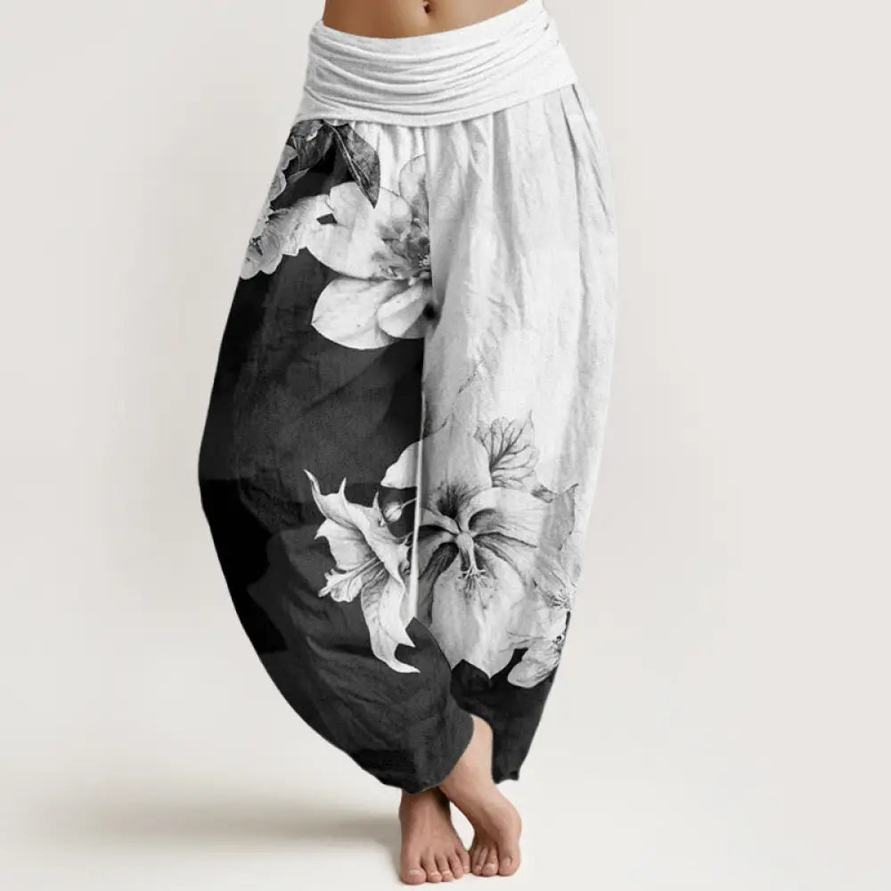 BWOOOH printed harem pants - Cotton Camellia Pattern Women&