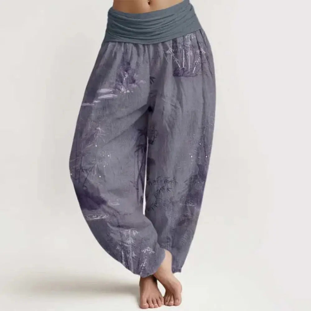 BWOOOH printed harem pants - Cotton Casual Bamboo Rock Ink Painting W