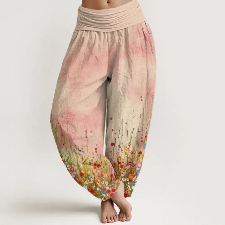 BWOOOH printed harem pants - Cotton Casual Colorful Wildflower Field 