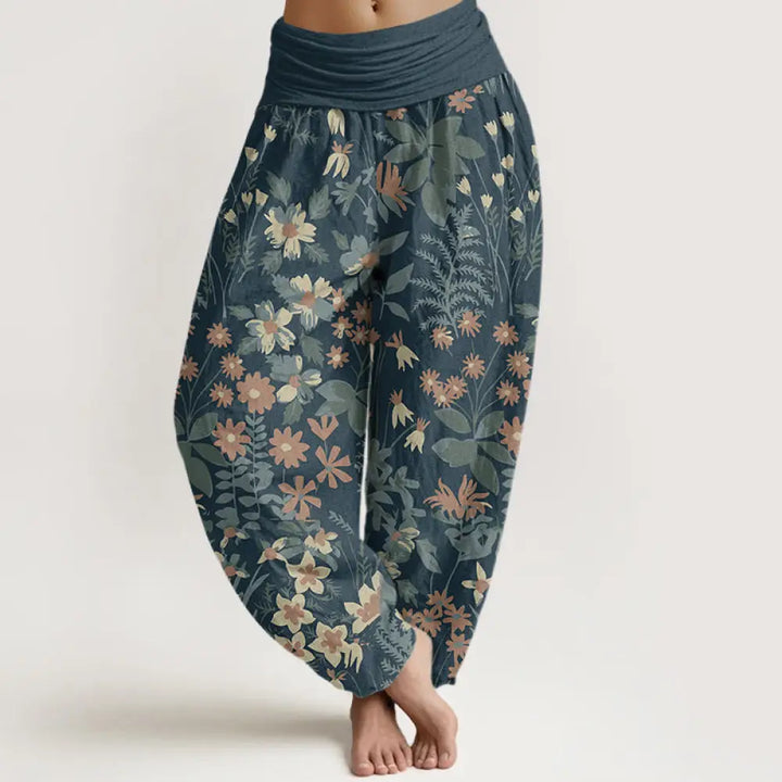 BWOOOH printed harem pants - Cotton Casual Daisy Flowers Leaves Desig