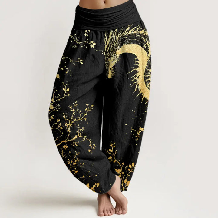BWOOOH printed harem pants - Cotton Casual Dragon Flower Leaf Pattern
