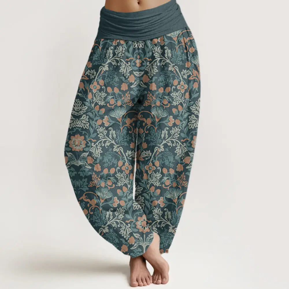 BWOOOH printed harem pants - Cotton Casual Flower Vine Leaves Pattern