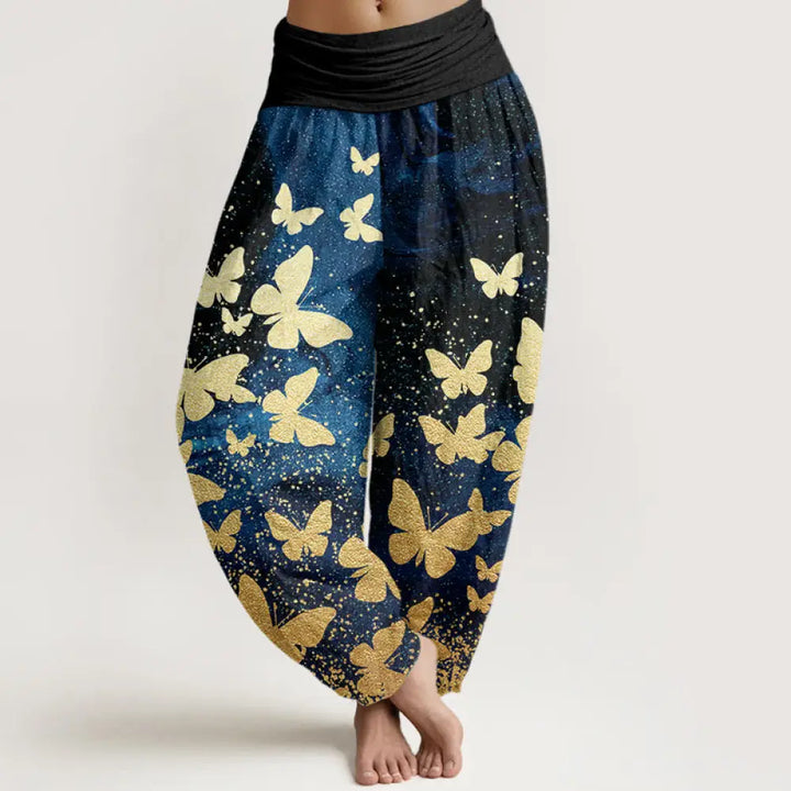 BWOOOH printed harem pants - Cotton Casual Golden Butterfly Pattern W