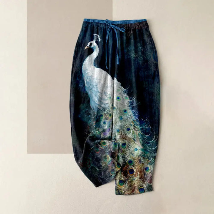 BWOOOH peacock print yoga pants - Cotton Casual Gorgeous Peacock Pattern W