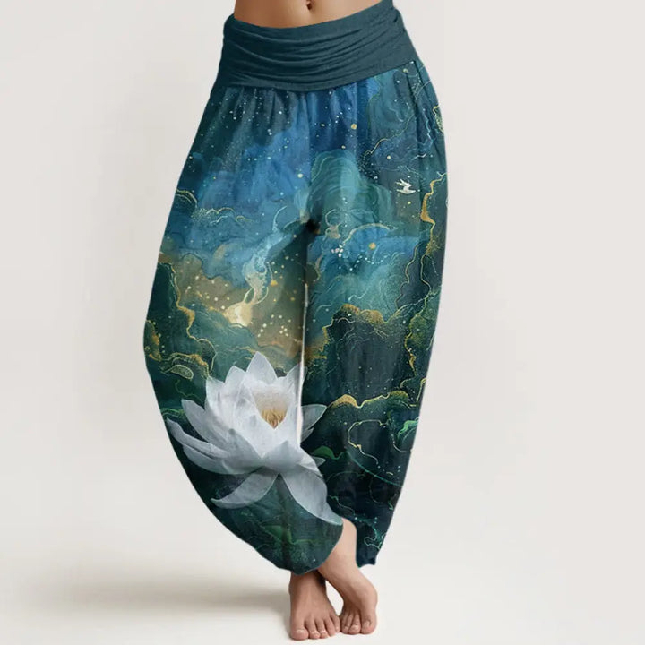 BWOOOH lotus print harem pants - Cotton Casual Lotus Starry Sky Clouds Pa