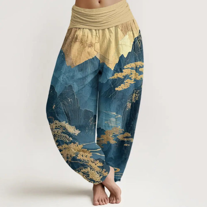 BWOOOH printed harem pants - Cotton Casual Mountains Trees Branches P
