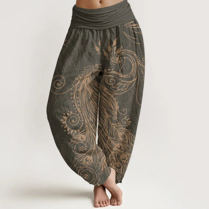 BWOOOH peacock print harem pants - Cotton Casual Peacock Design Women&