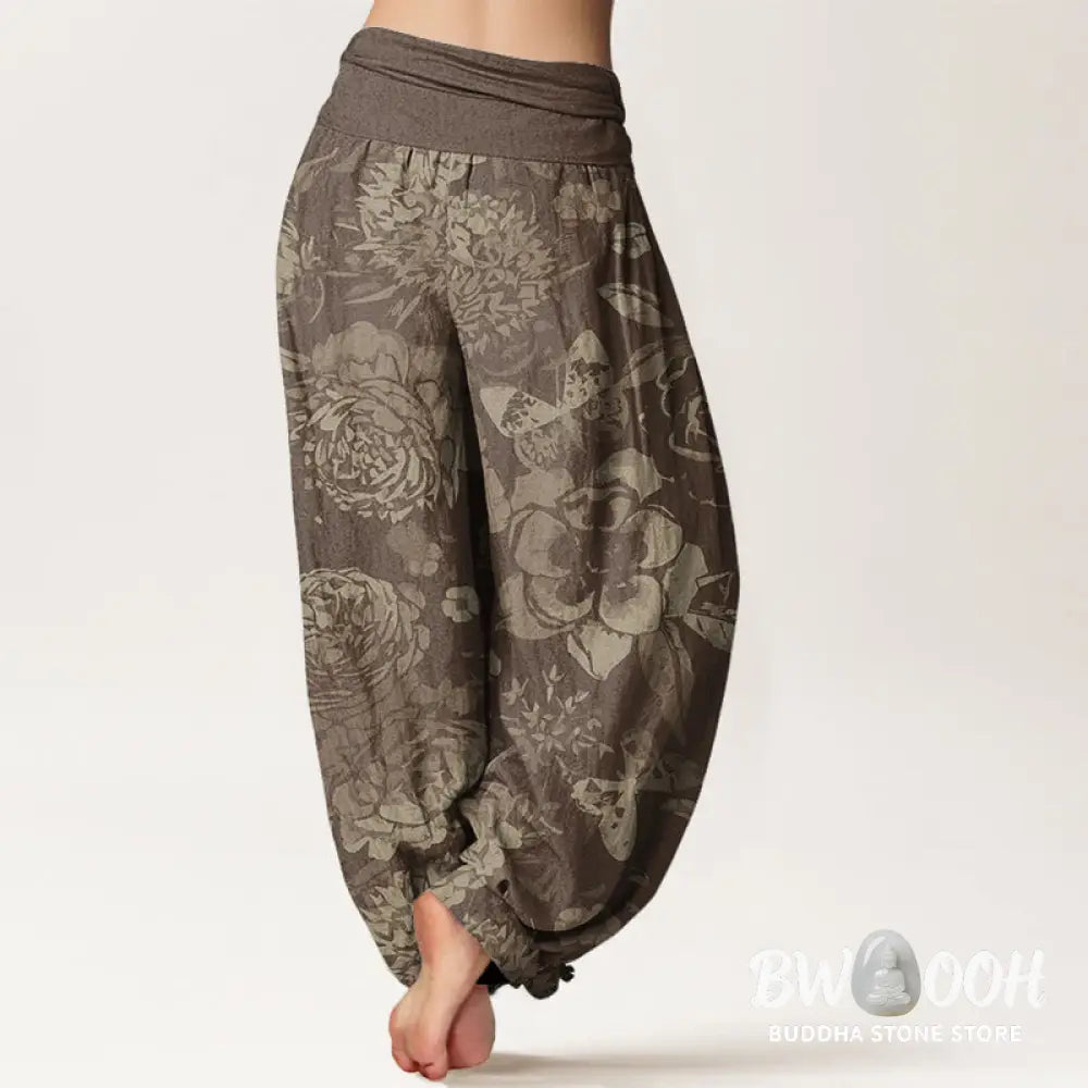 Buddha Stones Cotton Casual Peony Flowers Leaves Women&