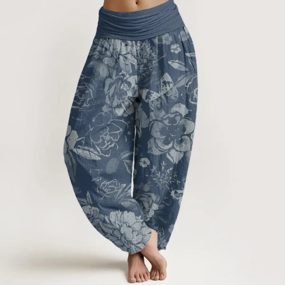 Buddha Stones Cotton Casual Peony Flowers Leaves Women&