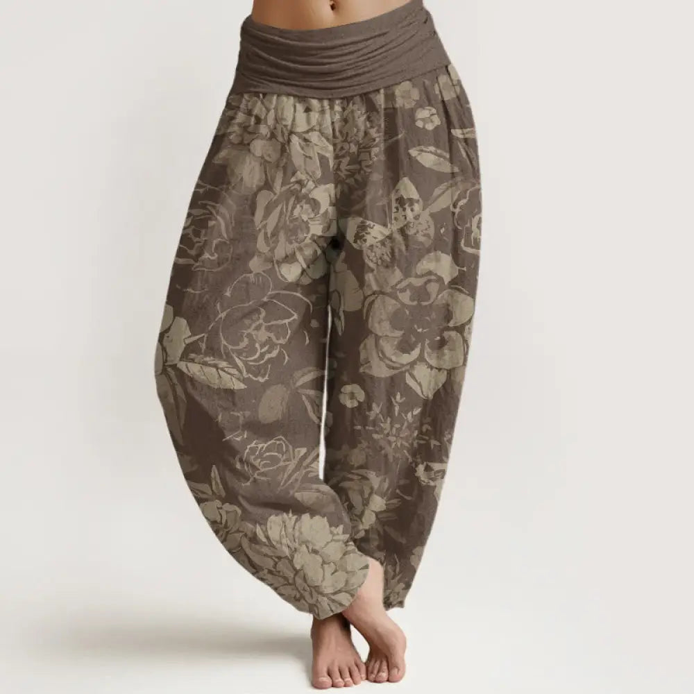 Buddha Stones Cotton Casual Peony Flowers Leaves Women&