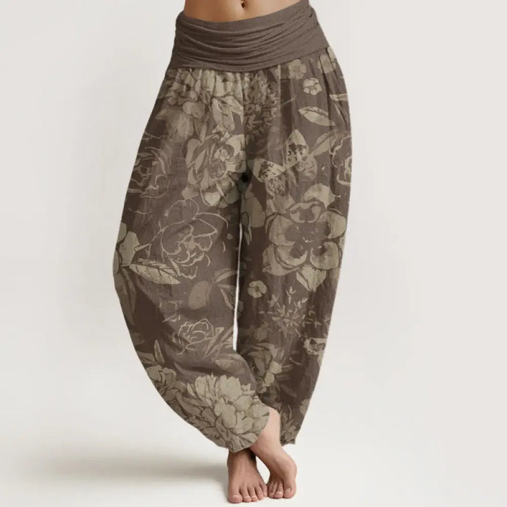 Buddha Stones Cotton Casual Peony Flowers Leaves Women&