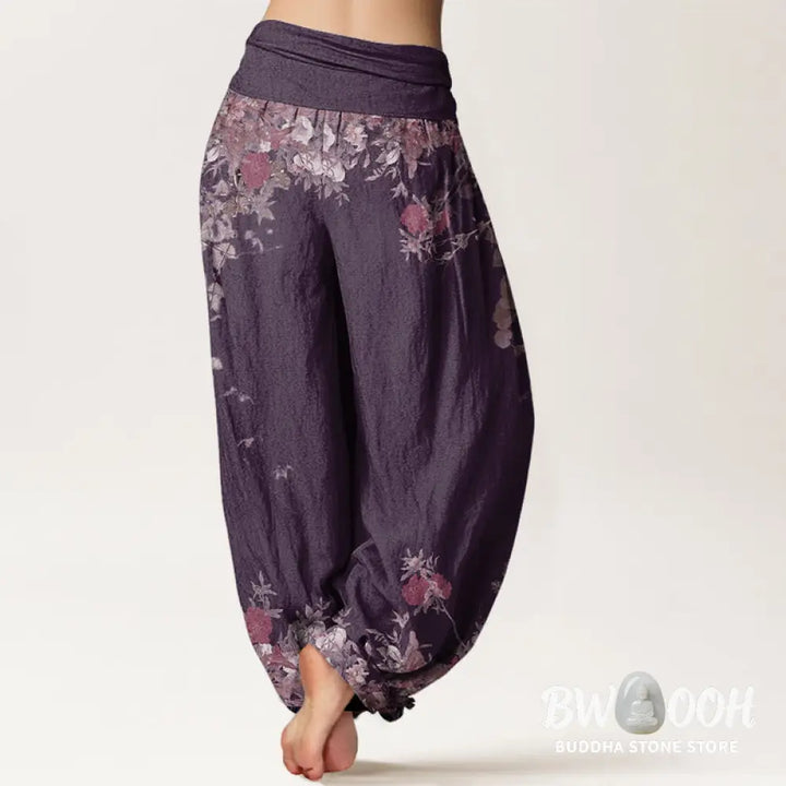 Buddha Stones Cotton Casual Red Peony Flower Vine Design Women&