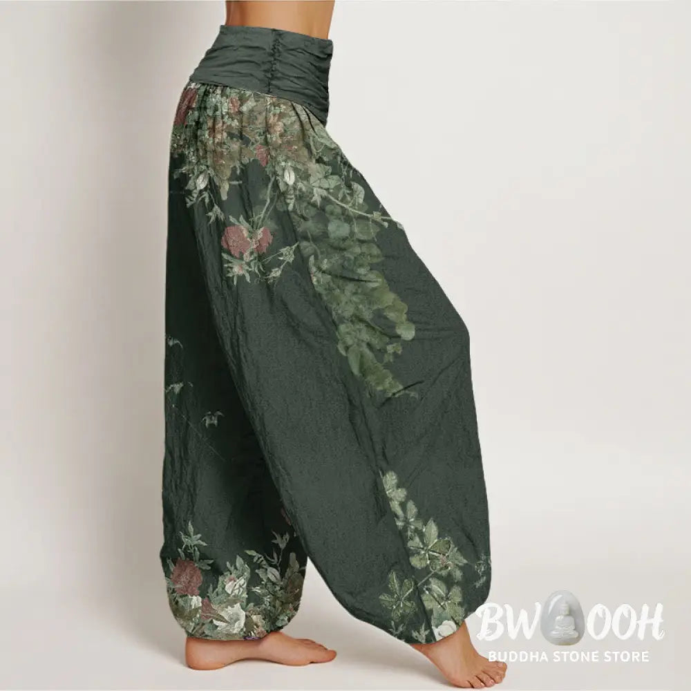 Buddha Stones Cotton Casual Red Peony Flower Vine Design Women&