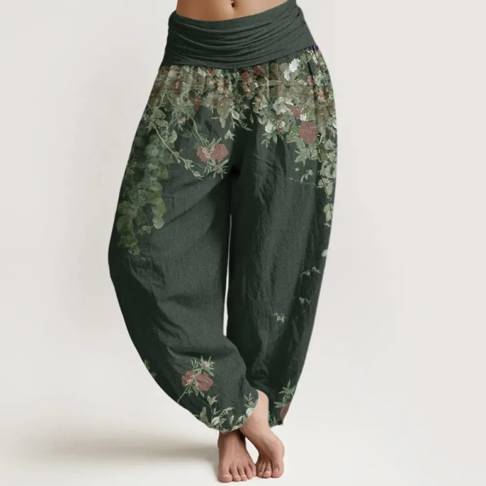 Buddha Stones Cotton Casual Red Peony Flower Vine Design Women&