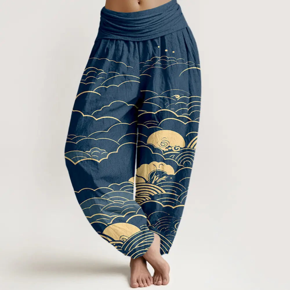 BWOOOH printed harem pants - Cotton Classical Clouds Spiral Pattern W