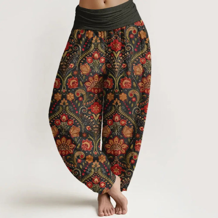 BWOOOH printed harem pants - Cotton Colorful Flower Leaf Scroll Patte