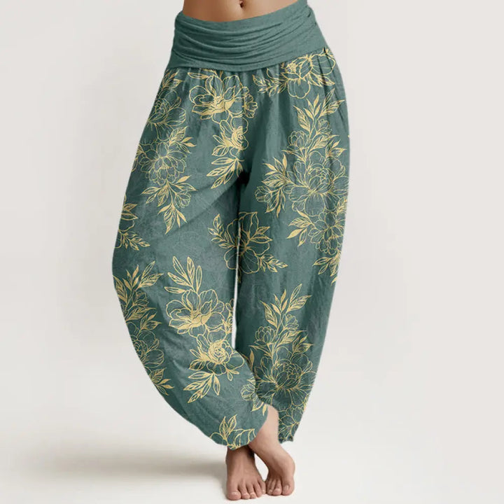 BWOOOH printed harem pants - Cotton Complicated Flowers Leaves Patter