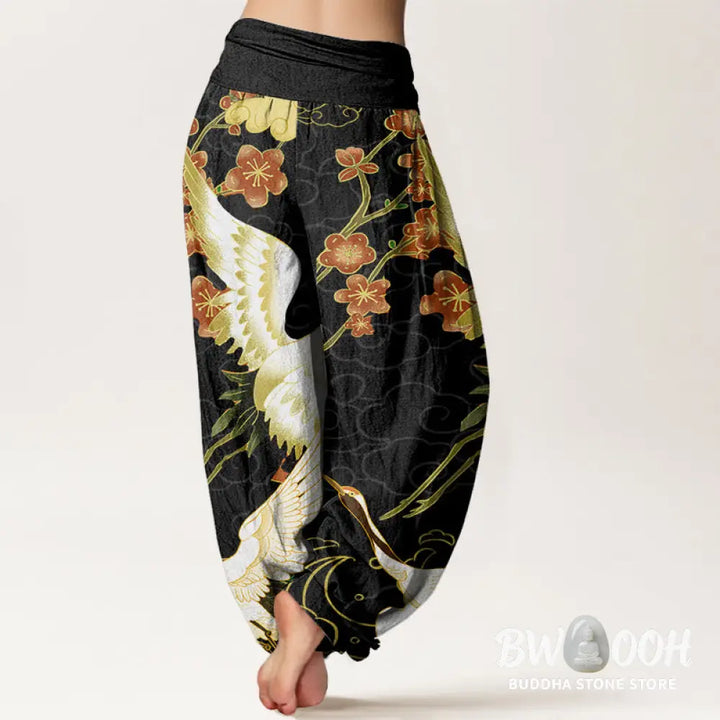 Buddha Stones Cotton Cranes Flowers Auspicious Clouds pattern Women&