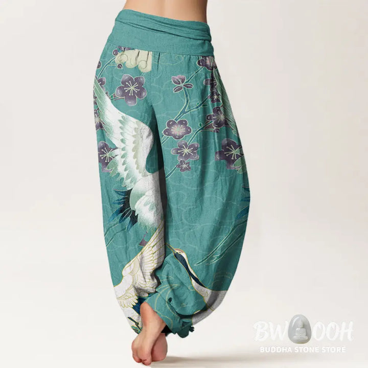 Buddha Stones Cotton Cranes Flowers Auspicious Clouds pattern Women&