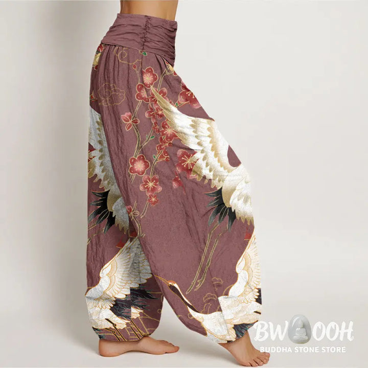 Buddha Stones Cotton Cranes Flowers Auspicious Clouds pattern Women&