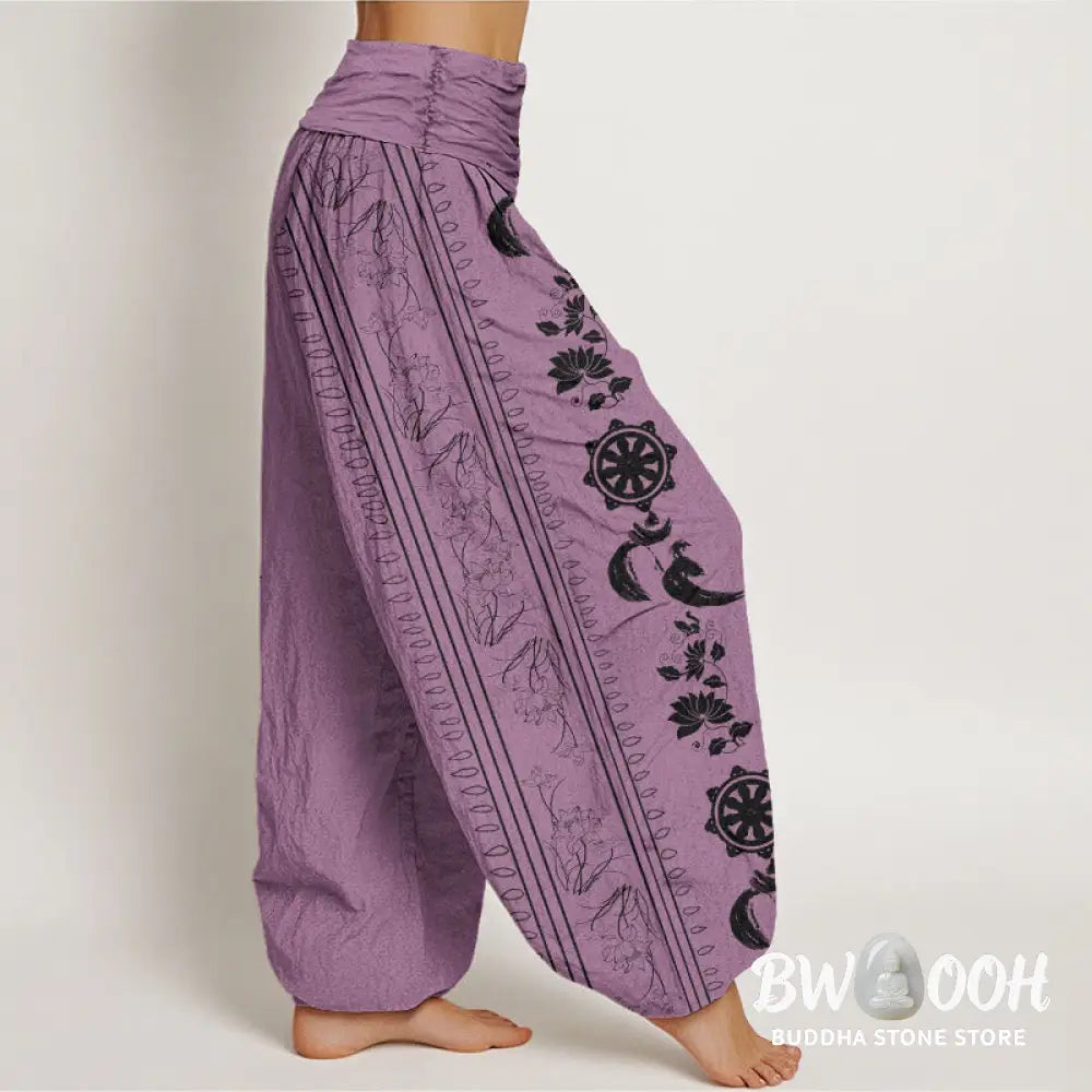 Buddha Stones Cotton Dharma Wheel Lotus OM Pattern Women&