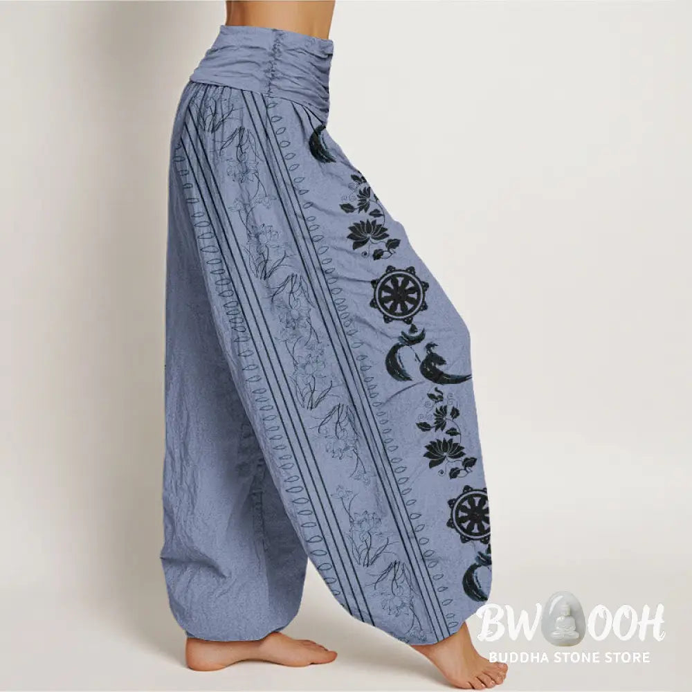 Buddha Stones Cotton Dharma Wheel Lotus OM Pattern Women&