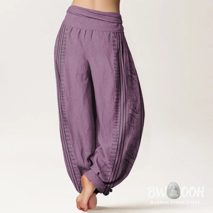 Buddha Stones Cotton Dharma Wheel Lotus OM Pattern Women&