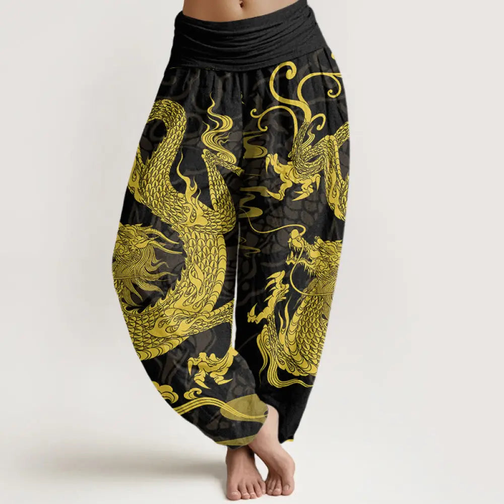 BWOOOH printed harem pants - Cotton Dragon Auspicious Clouds Women's 