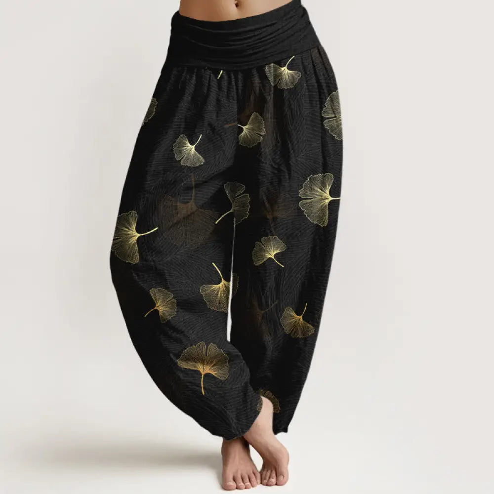 BWOOOH printed harem pants - Cotton Elegant Ginkgo Pattern Women's El