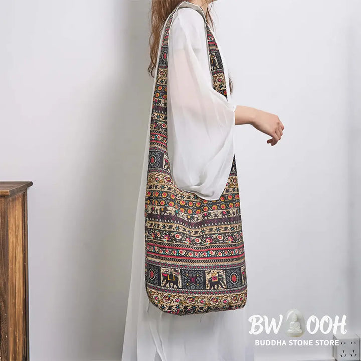 Buddha Stones Cotton Elephant Stripes Crossbody Bag Shoulder Bag - Crossbody Bag&amp;Shoulder Bag