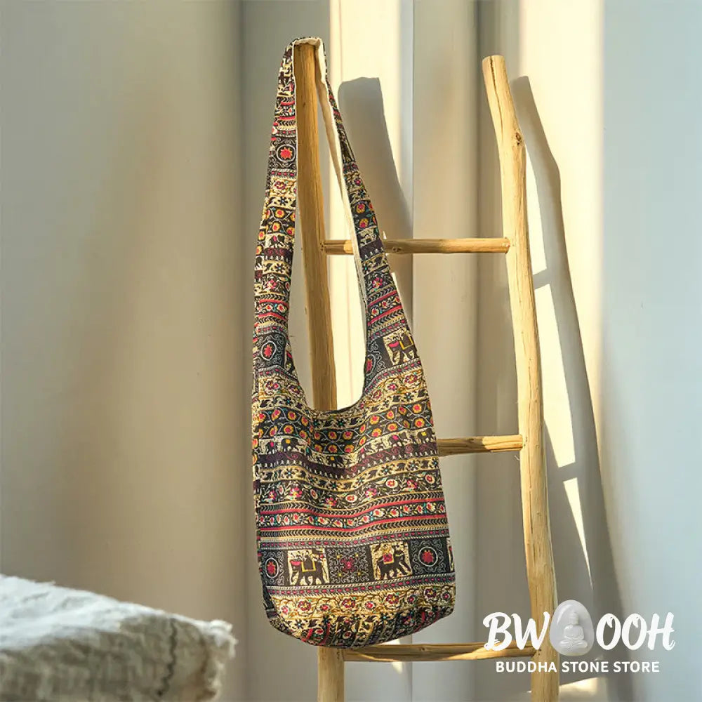 Buddha Stones Cotton Elephant Stripes Crossbody Bag Shoulder Bag - Crossbody Bag&amp;Shoulder Bag