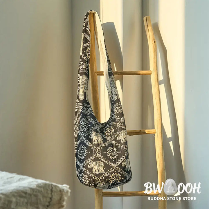 Buddha Stones Cotton Elephant Stripes Crossbody Bag Shoulder Bag - Crossbody Bag&amp;Shoulder Bag