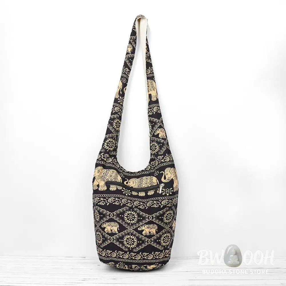Buddha Stones Cotton Elephant Stripes Crossbody Bag Shoulder Bag - Crossbody Bag&amp;Shoulder Bag
