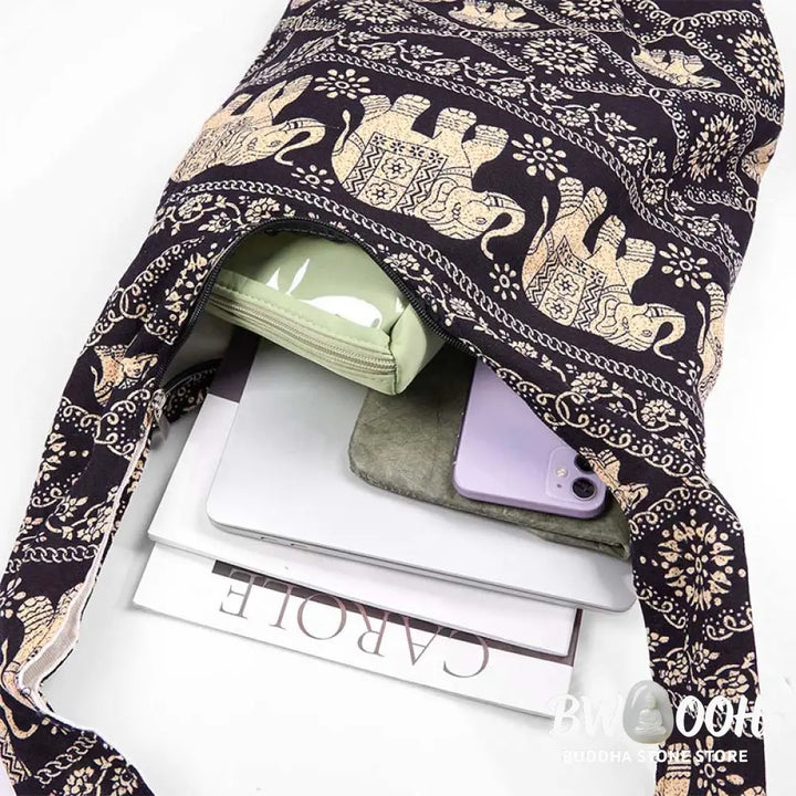Buddha Stones Cotton Elephant Stripes Crossbody Bag Shoulder Bag - Crossbody Bag&amp;Shoulder Bag