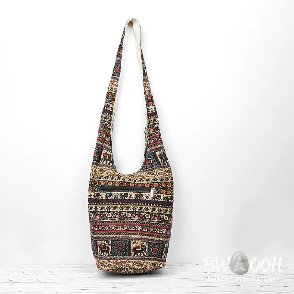 Buddha Stones Cotton Elephant Stripes Crossbody Bag Shoulder Bag - Crossbody Bag&amp;Shoulder Bag