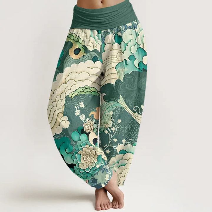 BWOOOH printed harem pants - Cotton Flower Wave Pattern Women&