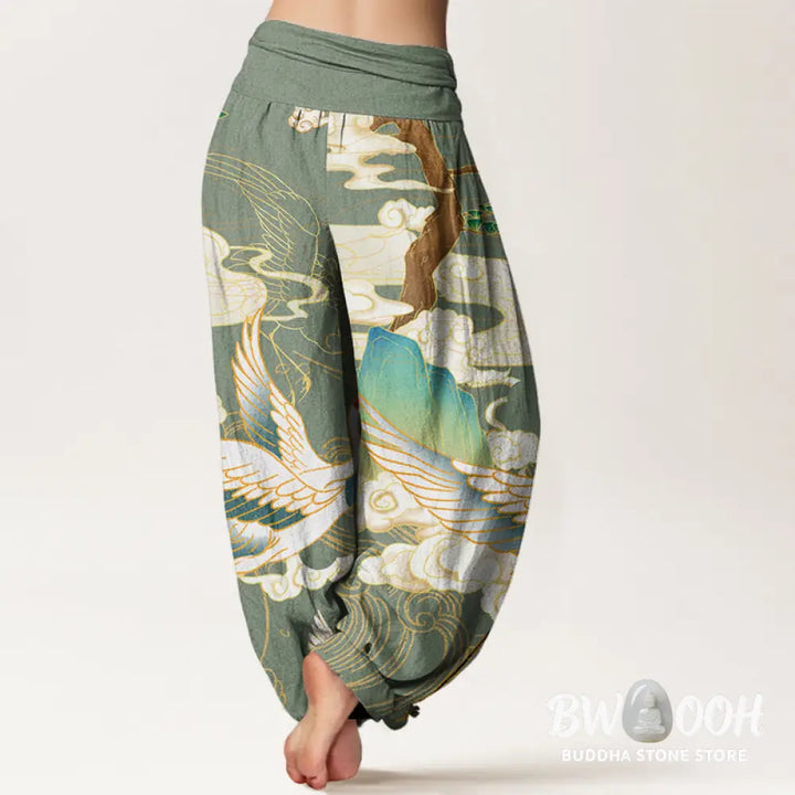 Buddha Stones Cotton Flying Cranes Auspicious Clouds Tree women&