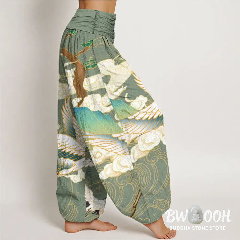 Buddha Stones Cotton Flying Cranes Auspicious Clouds Tree women&