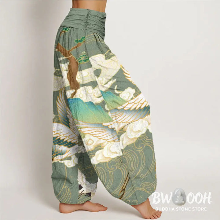 Buddha Stones Cotton Flying Cranes Auspicious Clouds Tree women&