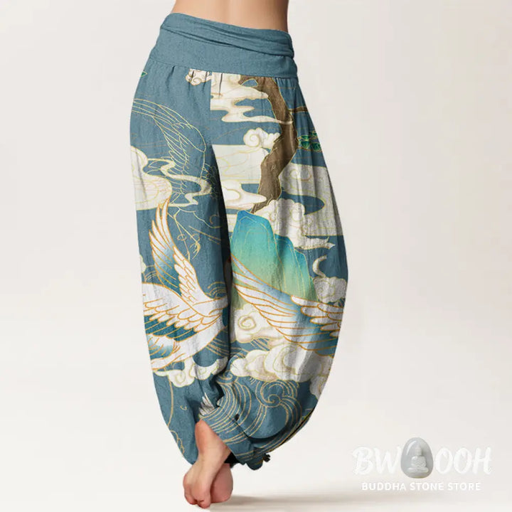 Buddha Stones Cotton Flying Cranes Auspicious Clouds Tree women&
