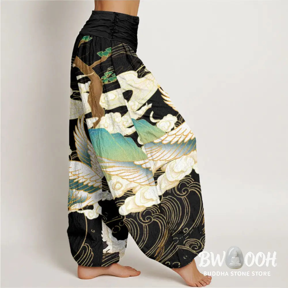 Buddha Stones Cotton Flying Cranes Auspicious Clouds Tree women&