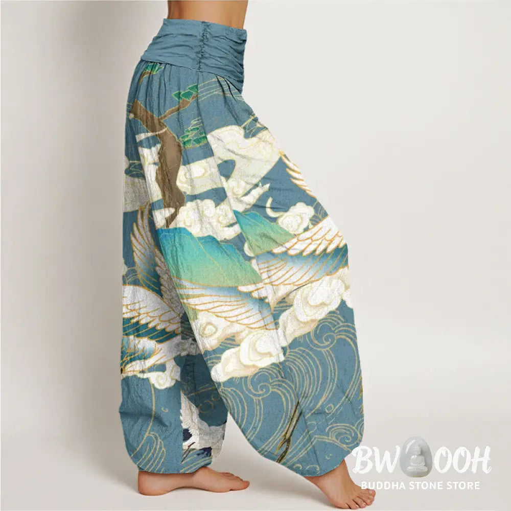 Buddha Stones Cotton Flying Cranes Auspicious Clouds Tree women&